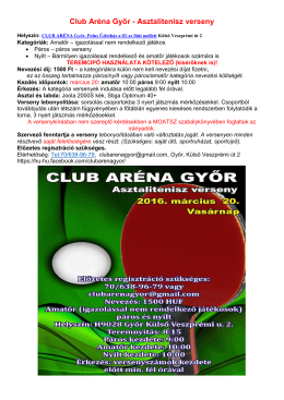 Club Aréna Győr - Asztalitenisz verseny