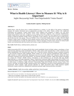 [Full Text] [TR]  - Turkish Journal of Family Medicine and