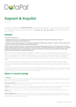 Kapsam & Koşullar - DataPal üyelik Aktivasyonu