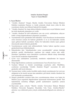 Artuklu Akademi Dergisi - Mardin Artuklu Üniversitesi