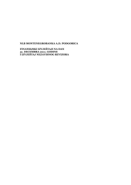 nlb montenegrobanka ad podgorica finansijski izvještaji na dan 31