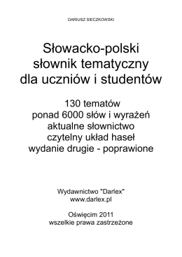 Słowacko-polski słownik tematyczny dla uczniów i studentów