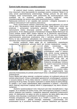 Żywienie bydła mlecznego o wysokiej wydajności W ostatnich latach