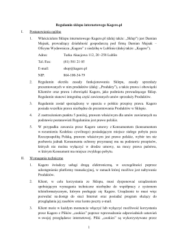 Regulamin Kagero obowiązujący do 05.03.2015 - Sklep