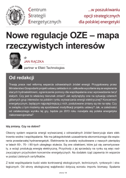 Nowe regulacje OZE – mapa rzeczywistych interesów