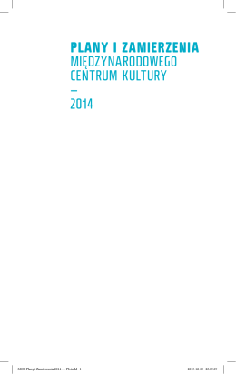 Plany MCK na rok 2014 - Międzynarodowe Centrum Kultury