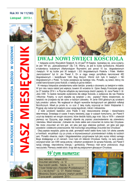 Listopad 2013 - Parafia Miłosierdzia Bożego w Gozdowie wita