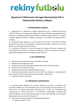Regulamin VI Mistrzostw Chorągwi Mazowieckiej ZHP w Halowej