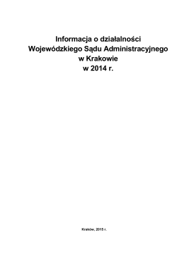 Informacja o działalności Wojewódzkiego Sądu Administracyjnego