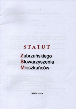 Statut Stowarzyszenia - Zabrzańskie Stowarzyszenie Mieszkańc&oacute;w