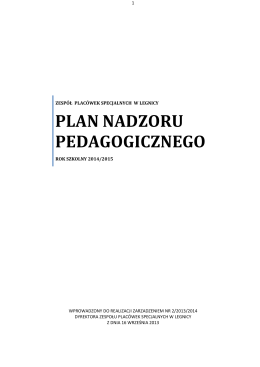 plan nadzoru pedagogicznego - Zespół Placówek Specjalnych