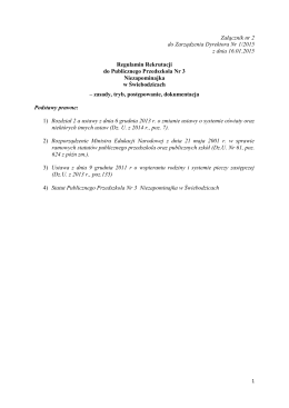 Załącznik nr 2 do Zarządzenia Dyrektora Nr 1/2015 z dnia 16.01