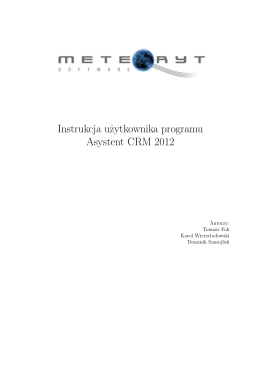 Instrukcja użytkownika programu Asystent CRM 2012