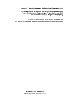 Podręcznik Procedur - Grant Blokowy Szwajcarsko