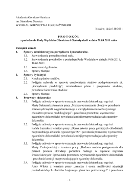 Protokół obrad - Wydział Górnictwa i Geoinżynierii AGH w Krakowie