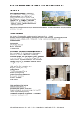 podstawowe informacje o hotelu puławska residence