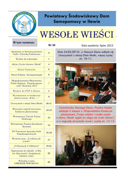 Lipiec 2013 - Powiatowy Środowiskowy Dom Samopomocy w Iławie