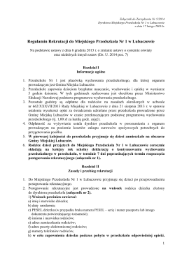 Zasady rekrutacji na rok szkolny 2014/15