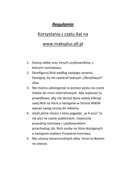 Regulamin Korzystania z czatu Xat na www.maksplus.y0.pl