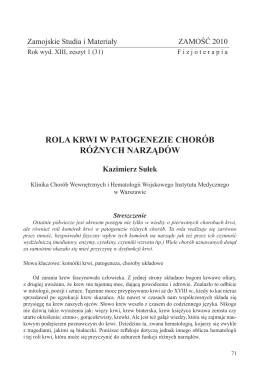 K.Sułek, Rola krwi w patogenezie … (PDF)