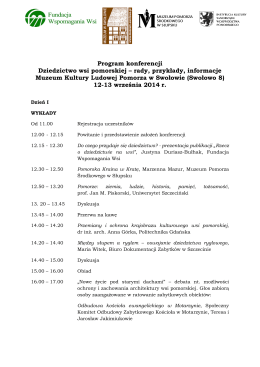 Program konferencji Dziedzictwo wsi pomorskiej