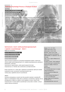 Informator-wiosna-lato 2014 - Instytut Psychologii Procesu