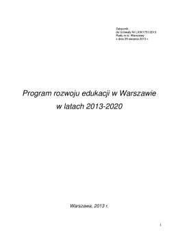 Program rozwoju edukacji w Warszawie w latach 2013-2020