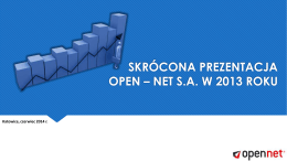 Inwestycje - Open NET SA