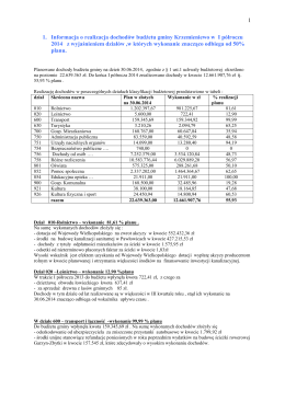 1 1. Informacja o realizacja dochodów budżetu gminy Krzemieniewo