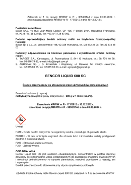 Sencor Liquid 600 SC etykieta profesjonalna
