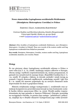 Nowe stanowiska Leptoglossus occidentalis Heidemann (Hemiptera