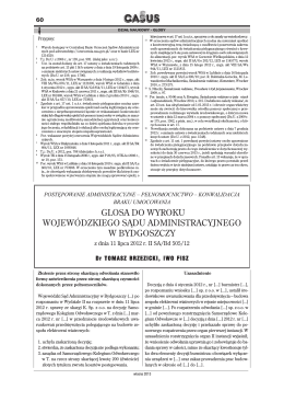 Glosa do wyroku WSA w Bydgoszczy II SA/Bd 505/12