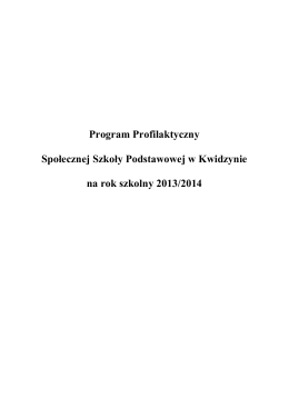 Program Profilaktyczny Społecznej Szkoły Podstawowej w