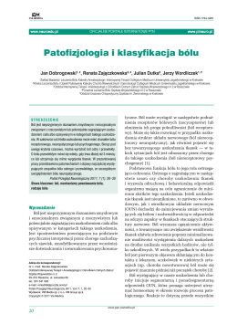 Patofizjologia i klasyfikacja bólu - Czasopisma