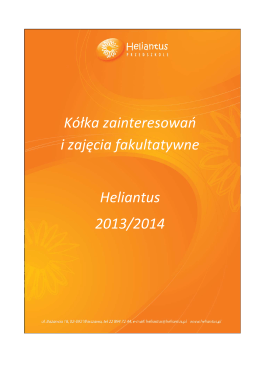 Kółka zainteresowań i zajęcia fakultatywne Heliantus 2013/2014