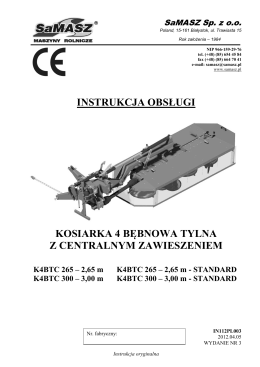 instrukcja obsługi kosiarka 4 bębnowa tylna z centralnym