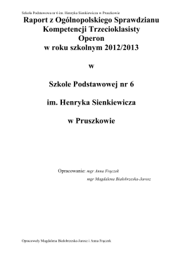 Raport z Ogólnopolskiego Sprawdzianu Kompetencji Trzecioklasisty