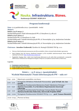 Program konferencji Dzień 1 – 13 X 2014 r