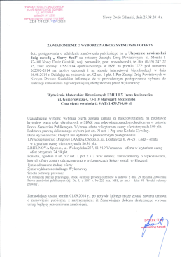 zawiadomienie o wyborze najkorzystniejszej oferty