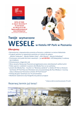 wesele w Hotelu HP Park w Poznaniu - oferta