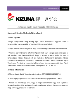 2012. szeptember - A Magyar-Japán Baráti Társaság honlapja