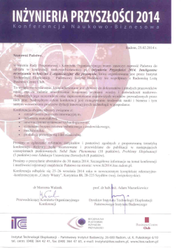 "INŻYNIERIA PRZYSZŁOŚCI 2014. Inteligentne rozwiązania