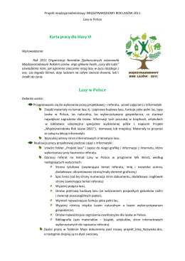 Karta pracy dla klasy VI Lasy w Polsce