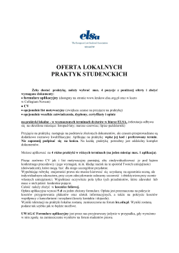 oferta lokalnych praktyk studenckich - ELSA Kraków