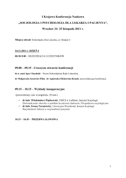 Program Konferencji - SKN Aktywizacji Społeczeństwa na Rzecz