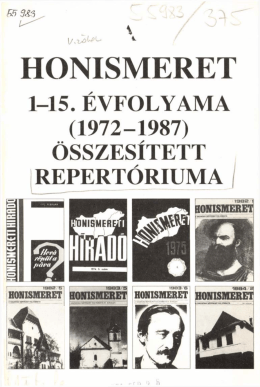 Honismeret, 1972-1978 Repertórium