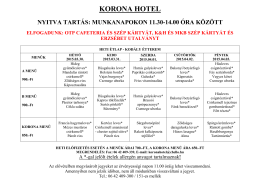Letölthető heti menü - Korona Hotel Nyíregyháza