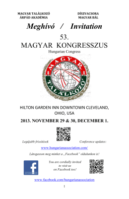 MAGYAR KONGRESSZUS Meghívó - Hungarian Association