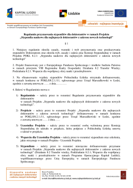 Przydatne informacje dla doktorantów WUM 2012/2013 Stypendia
