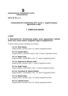 2013. El. III. A. 4. A Székesfehérvári Járásbíróság 2014. január 1